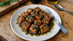 Crispy Herb-Marinated Tofu in a Soy–Olive Oil Glaze (Skillet Recipe)