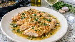 Juicy Skillet Chicken Cutlets with Garlic, Herbs, and White Wine Pan Sauce