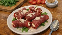 Bresaola Involtini with Arugula and Tomatoes—An Easy No-Cook Italian Appetizer