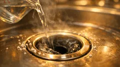 How to clean a smelly kitchen sink drain with salt and hot water