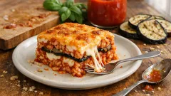 This Eggplant Parmesan Rice Bake Slices Like a Casserole (and Feeds a Crowd)