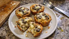Air Fryer Savory Muffins with Mushrooms and Provola—Tender, Cheesy, and Easy