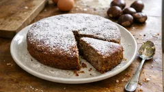 Torta di Castagne: Easy Italian Chestnut Cake with a Dusting of Powdered Sugar
