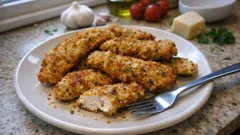 Crispy Air Fryer Chicken Straccetti With Garlic, Herbs, and a Golden Crumb Coating
